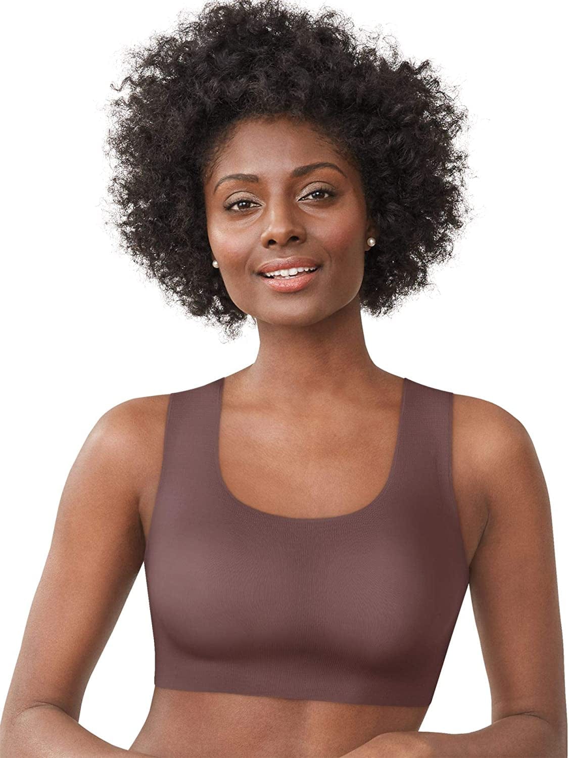 Comfort Revolution Wireless T-Shirt Bra, Wireless Full-Coverage Bra, Pullover Wirefree T-Shirt Bra Sparrow Brown / Medium