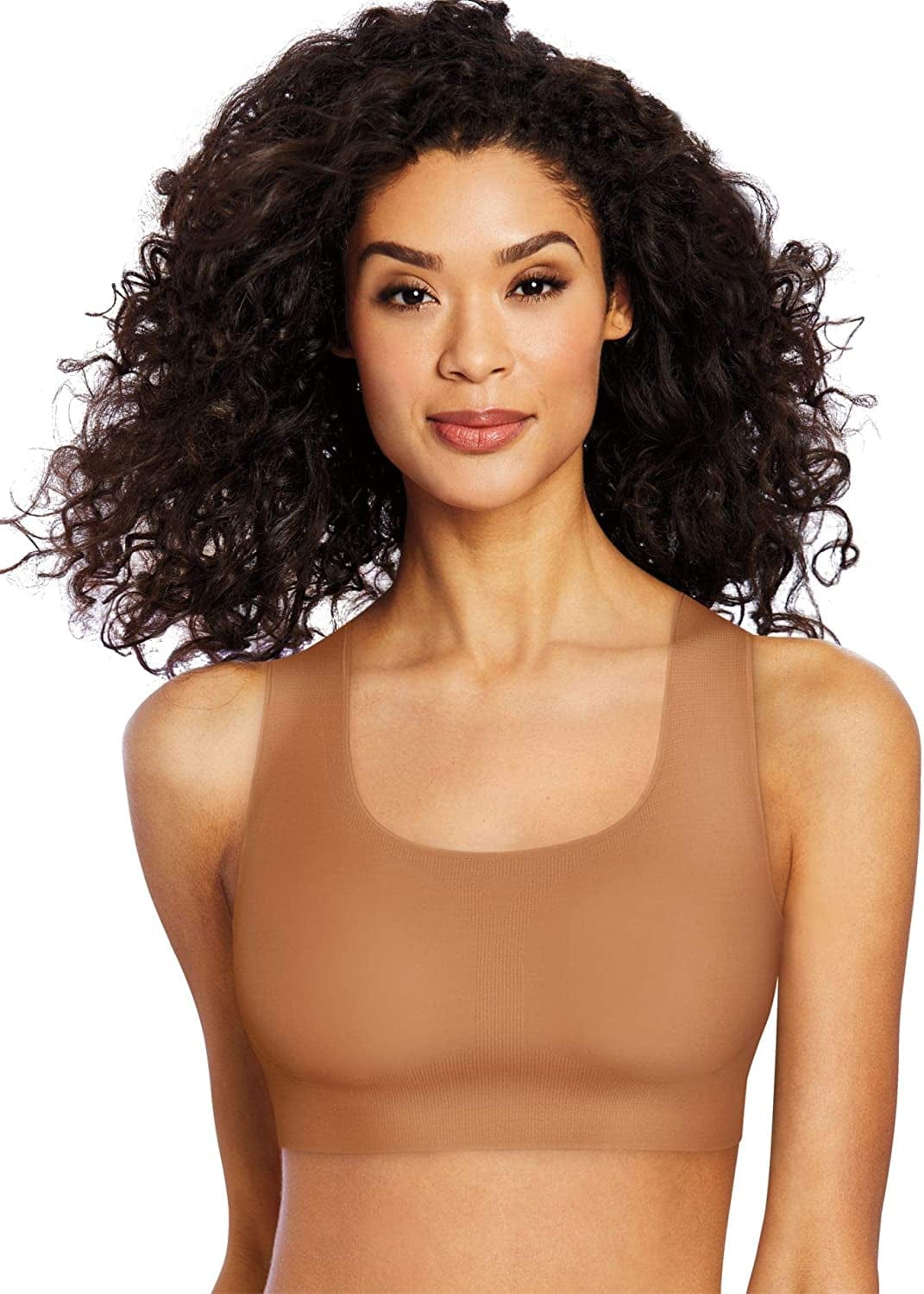 Comfort Revolution Wireless T-Shirt Bra, Wireless Full-Coverage Bra, Pullover Wirefree T-Shirt Bra Cinnamon Butter / Medium