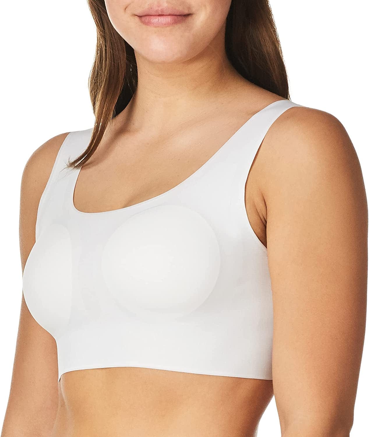 Comfort Revolution Wireless T-Shirt Bra, Wireless Full-Coverage Bra, Pullover Wirefree T-Shirt Bra White / Large