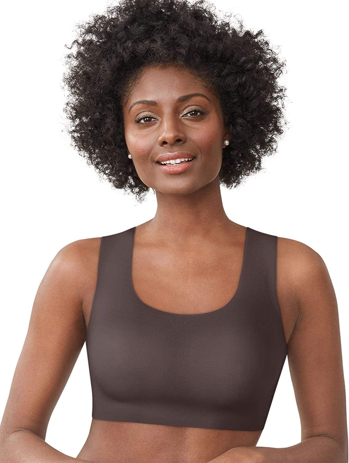 Comfort Revolution Wireless T-Shirt Bra, Wireless Full-Coverage Bra, Pullover Wirefree T-Shirt Bra Warm Cocoa Brown / Small