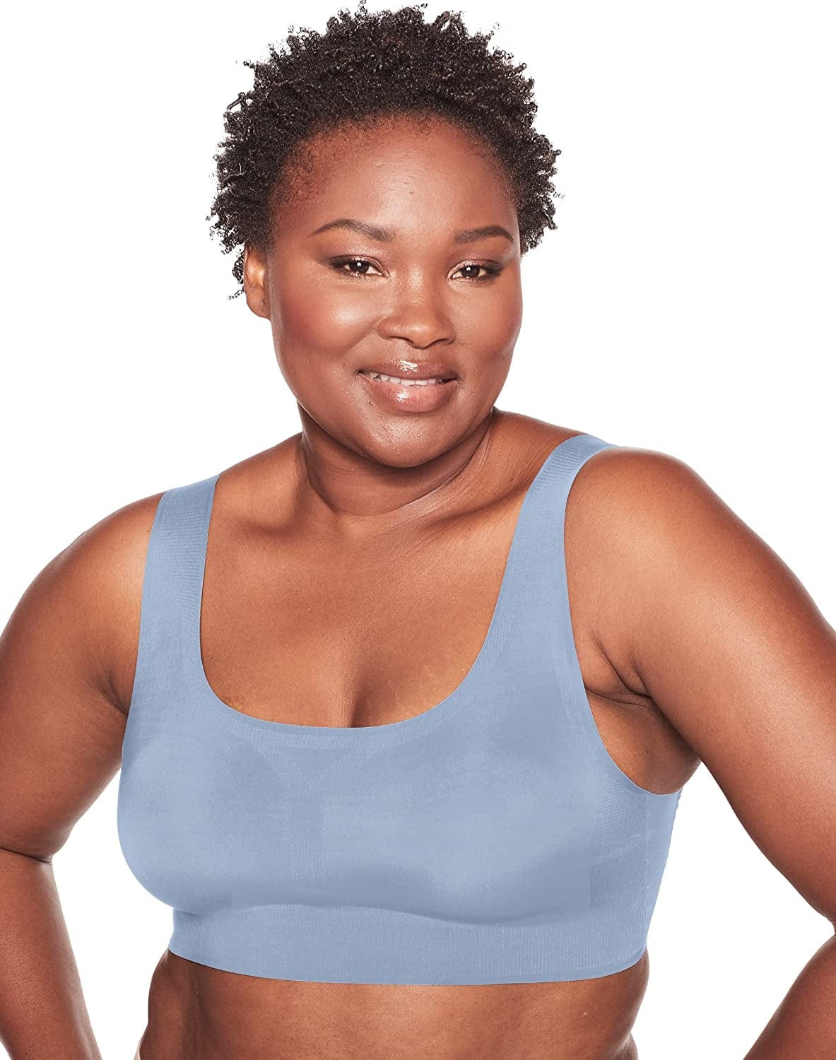 Comfort Revolution Wireless T-Shirt Bra, Wireless Full-Coverage Bra, Pullover Wirefree T-Shirt Bra Blue Flight / Small