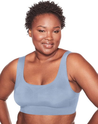 Comfort Revolution Wireless T-Shirt Bra, Wireless Full-Coverage Bra, Pullover Wirefree T-Shirt Bra Blue Flight / Small