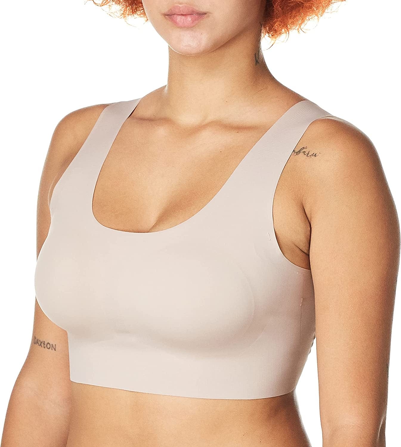 Comfort Revolution Wireless T-Shirt Bra, Wireless Full-Coverage Bra, Pullover Wirefree T-Shirt Bra Evening Blush / Large