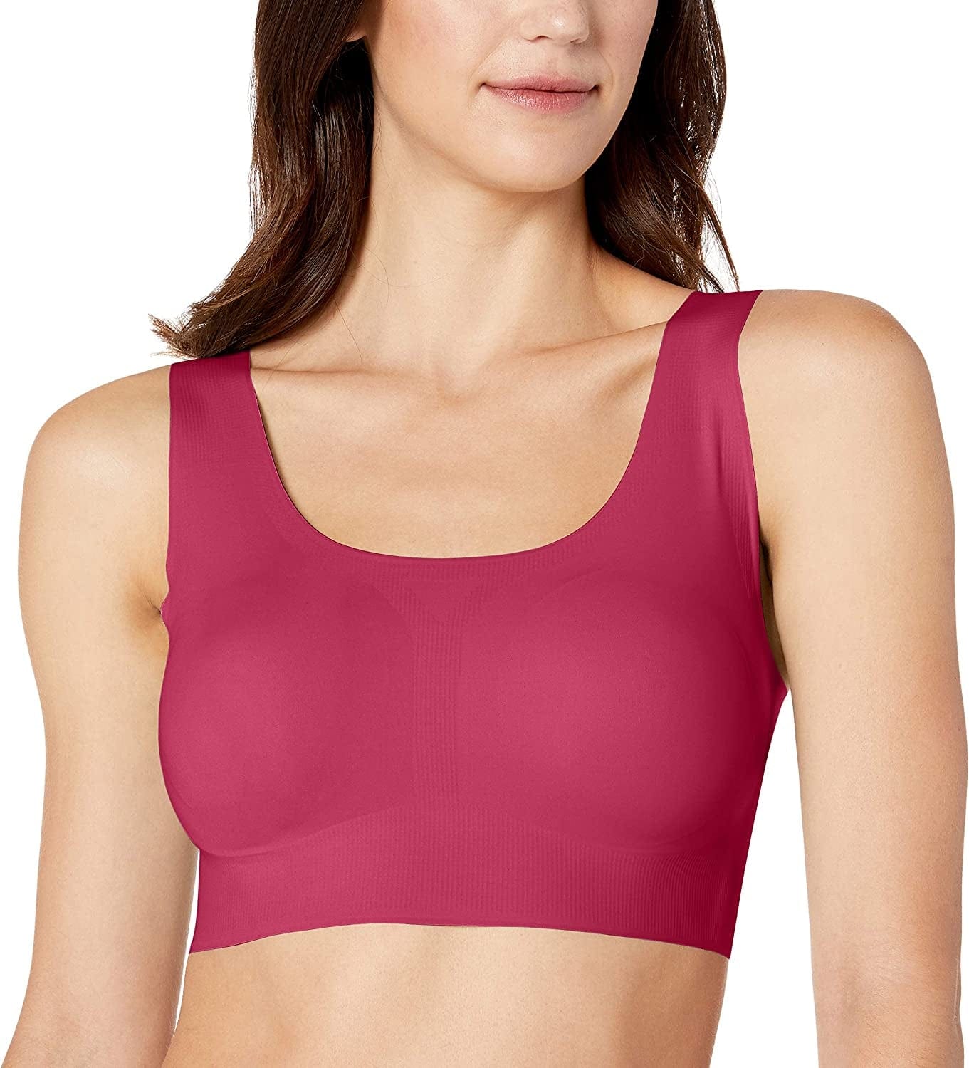 Comfort Revolution Wireless T-Shirt Bra, Wireless Full-Coverage Bra, Pullover Wirefree T-Shirt Bra Spice Market Red / Large