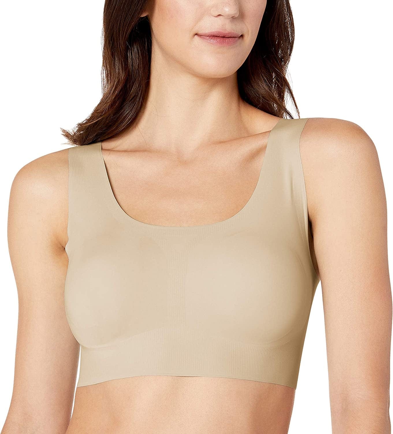 Comfort Revolution Wireless T-Shirt Bra, Wireless Full-Coverage Bra, Pullover Wirefree T-Shirt Bra Light Beige / Large