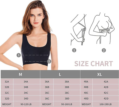 Comfort Wireless Sleep Bras for Women, Seamless Invisiable Soft Daily Bra Yoga Leisure Bralette with Removable Pads