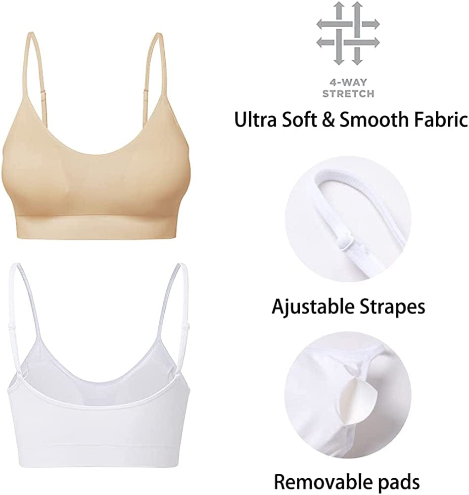 Comfyin Padded Bralette for Women Straps Sleep Bras Seamless Yoga Bras 3 Pack