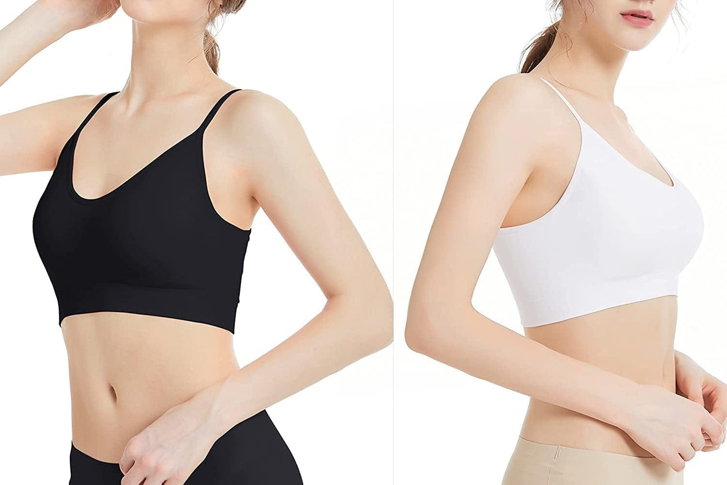 Comfyin Padded Bralette for Women Straps Sleep Bras Seamless Yoga Bras 3 Pack