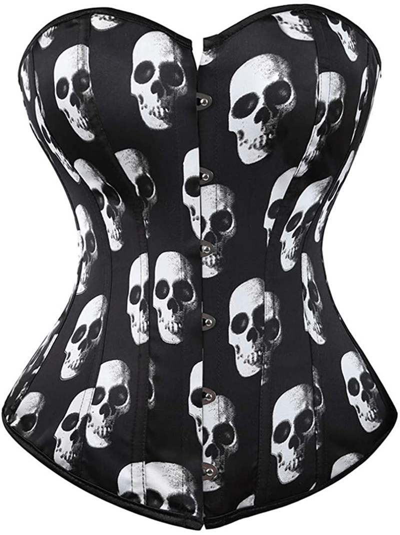 Corsets for Women plus Size Black Corset Sexy Bustier Corset Top Lingerie Apparel & Accessories > Clothing > Underwear & Socks > Lingerie frawirshau Skull Small 