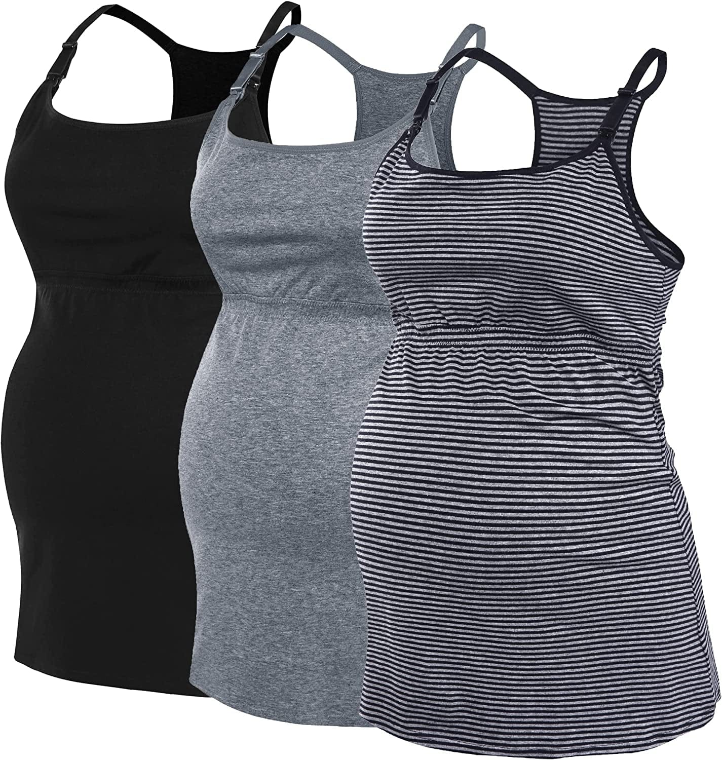 Cotton Nursing Tank Tops Maternity Cami with Shelf Bra Breastfeeding Shirts Pregnancy Clothes
