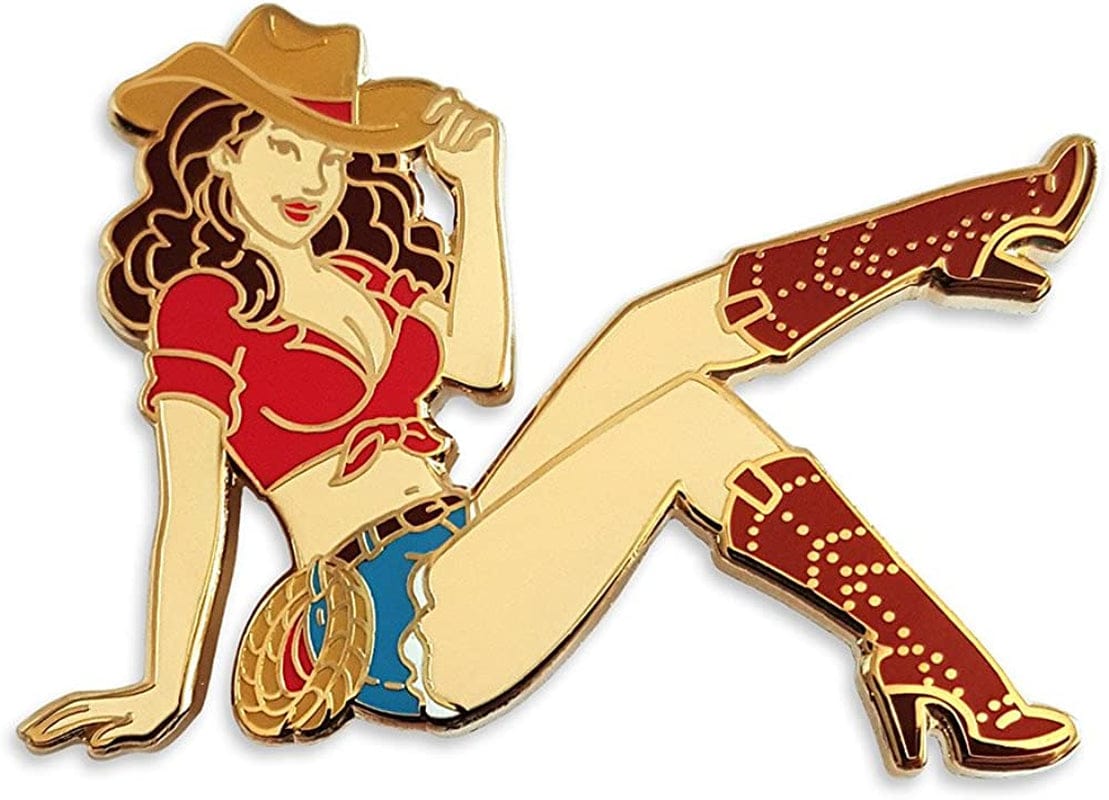 Cowgirl Pin up Enamel Lapel Pin