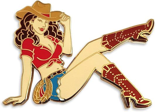 Cowgirl Pin up Enamel Lapel Pin