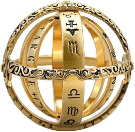 Creative Retro Punk Astronomical Sphere Ball Ring Cosmic Finger Ring Couple Lover Jewelry Gifts Openable Ring Vintage Science Jewelry Best Gift Men'S Band Ring (Gold, 9) Gold / 12