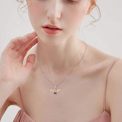 Cremation Jewelry 925 Sterling Silver Bee Pendant Urn Necklaces for Women rose gold