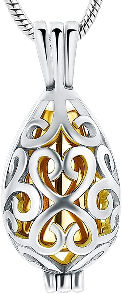 Cremation Jewelry Urn Pendant Necklace with Hollow Urn Cremation Jewelry for Ashes Lotus Flower Shape G-Drop