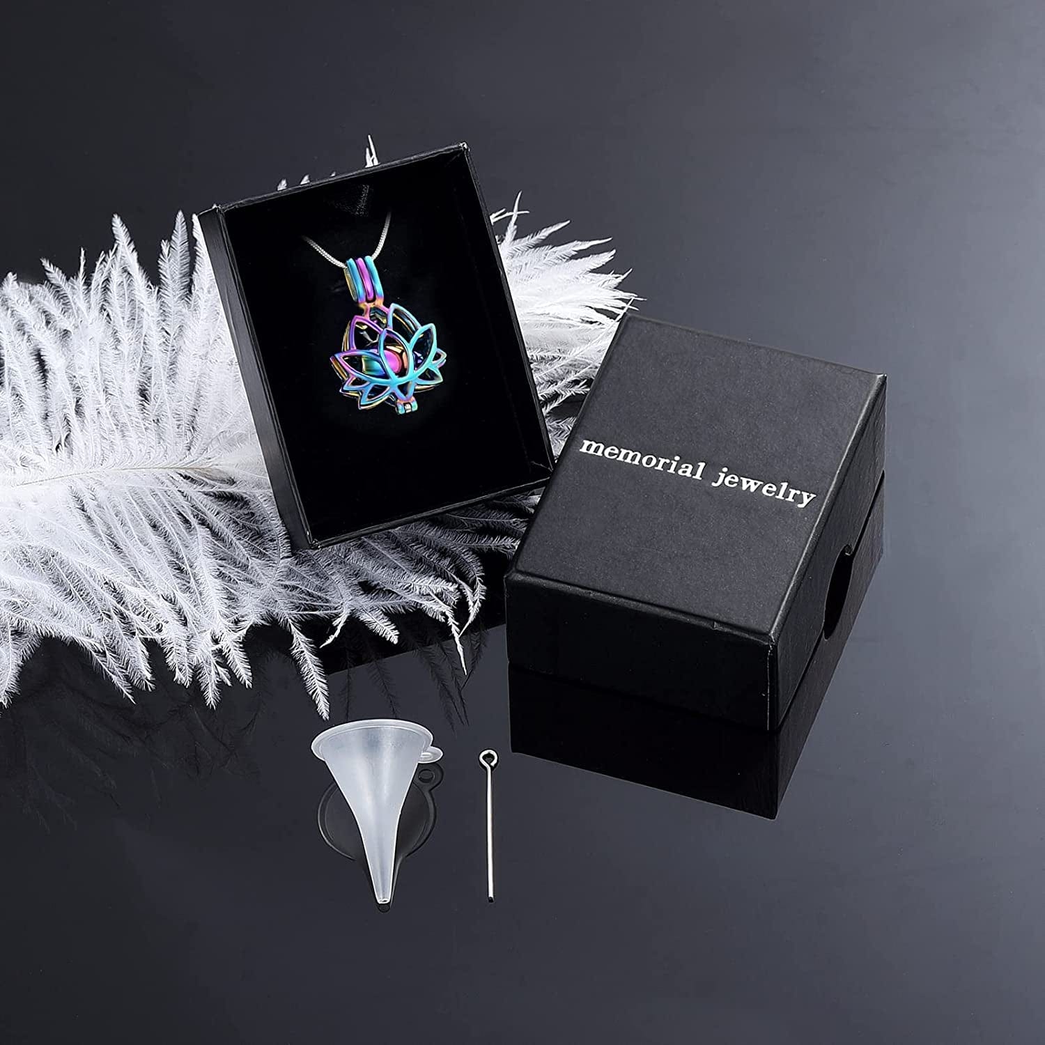 Cremation Jewelry Urn Pendant Necklace with Hollow Urn Cremation Jewelry for Ashes Lotus Flower Shape