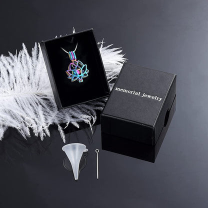 Cremation Jewelry Urn Pendant Necklace with Hollow Urn Cremation Jewelry for Ashes Lotus Flower Shape
