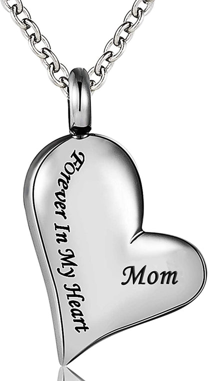 Cremation Urn Ashes Necklace Dad Forever in My Heart Stainless Steel Keepsake Waterproof Memorial Pendant MOM