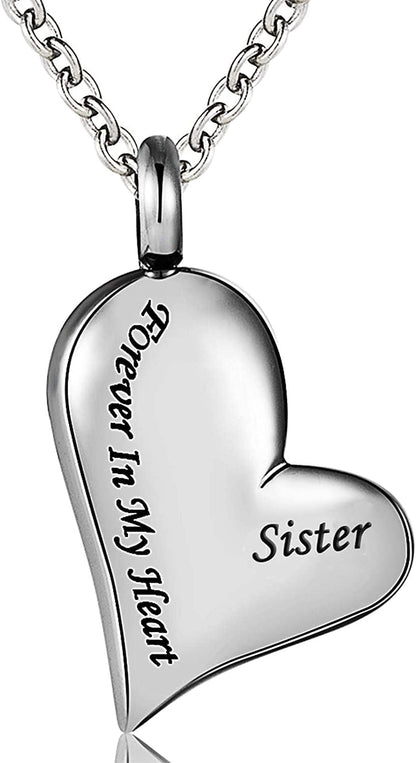 Cremation Urn Ashes Necklace Dad Forever in My Heart Stainless Steel Keepsake Waterproof Memorial Pendant Sister