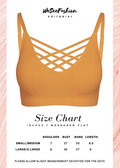 Crisscross Seamless Padded Bralette – Caged Cami Top with Removable Pads Regular to plus Size