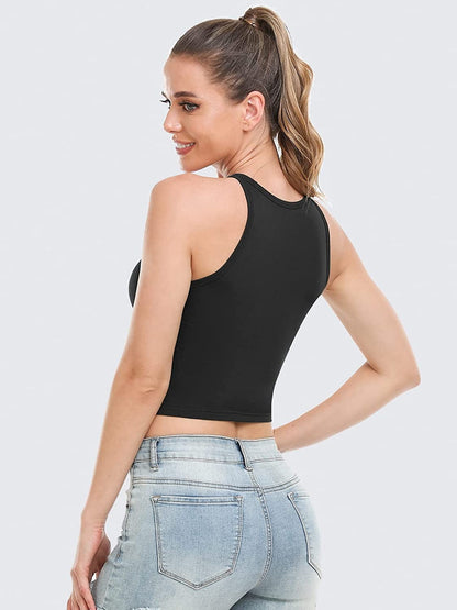 Crop Tops for Women High Neck Tank Top Athletic Cropped Shirts Workout Tanks Gym Clothes 3 Pack