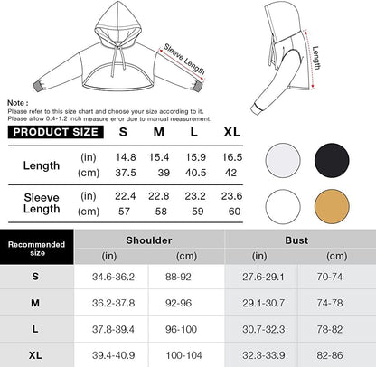 Cropped Top Hoodie Women - Long Sleeve Workout Super Crop Top Sweatshirt plus Size Gym Cute Cut-Out Pullover