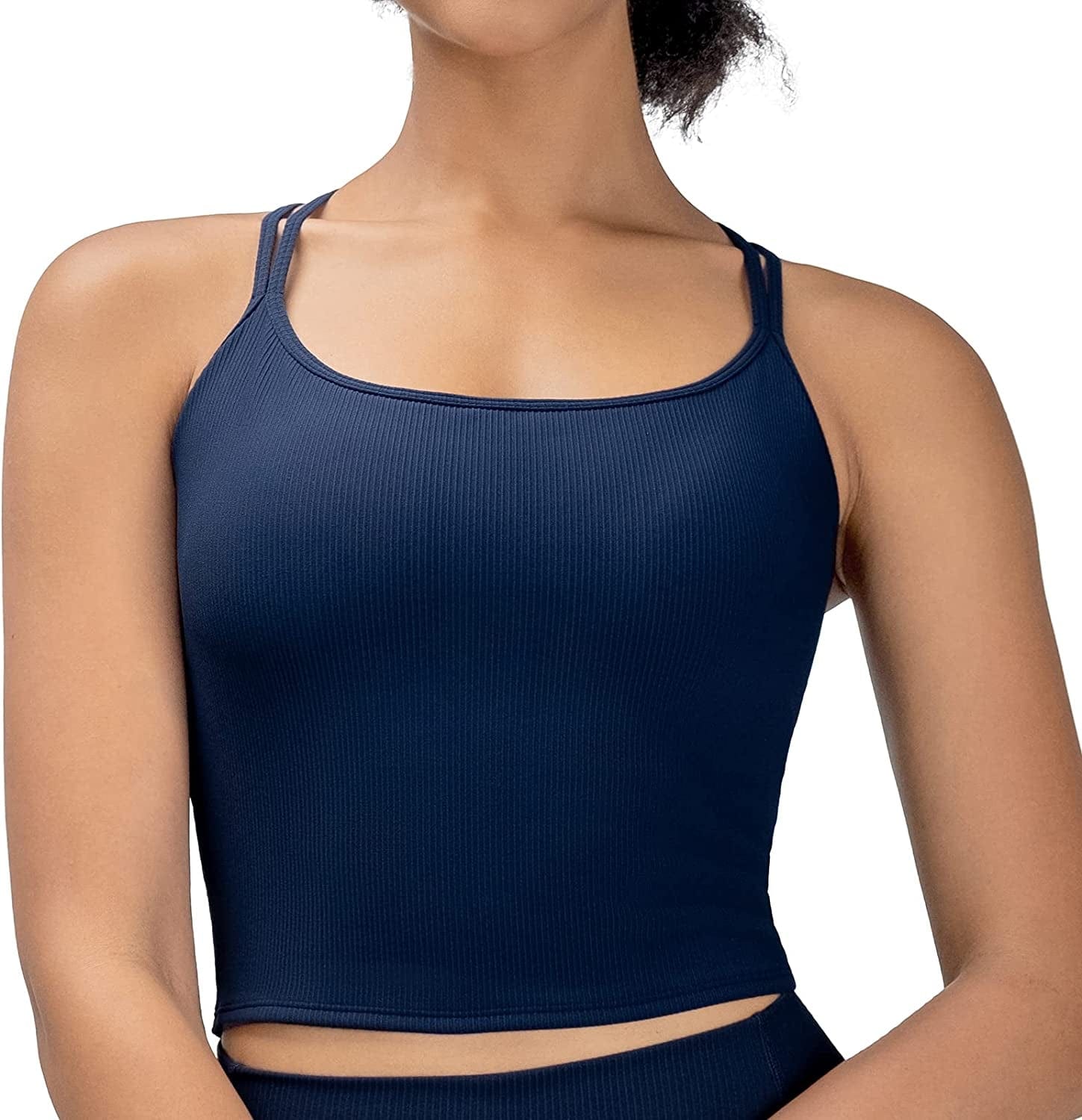 Cross Back Sports Bras for Women - Padded Seamless Black Sports Bra for Yoga Gym Workout Fitness Blue-v / Small