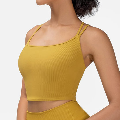 Cross Back Sports Bras for Women - Padded Seamless Black Sports Bra for Yoga Gym Workout Fitness