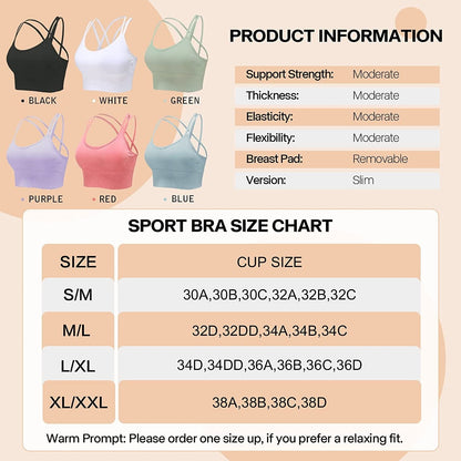 Cross Back Sports Bras for Women Padded Strappy Sports Bra Sexy Crisscross Workout Bras for Yoga, Running, Fitness