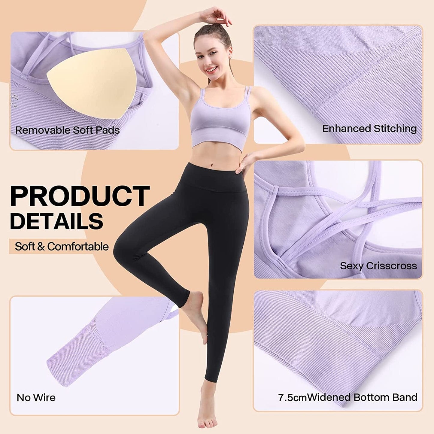 Cross Back Sports Bras for Women Padded Strappy Sports Bra Sexy Crisscross Workout Bras for Yoga, Running, Fitness