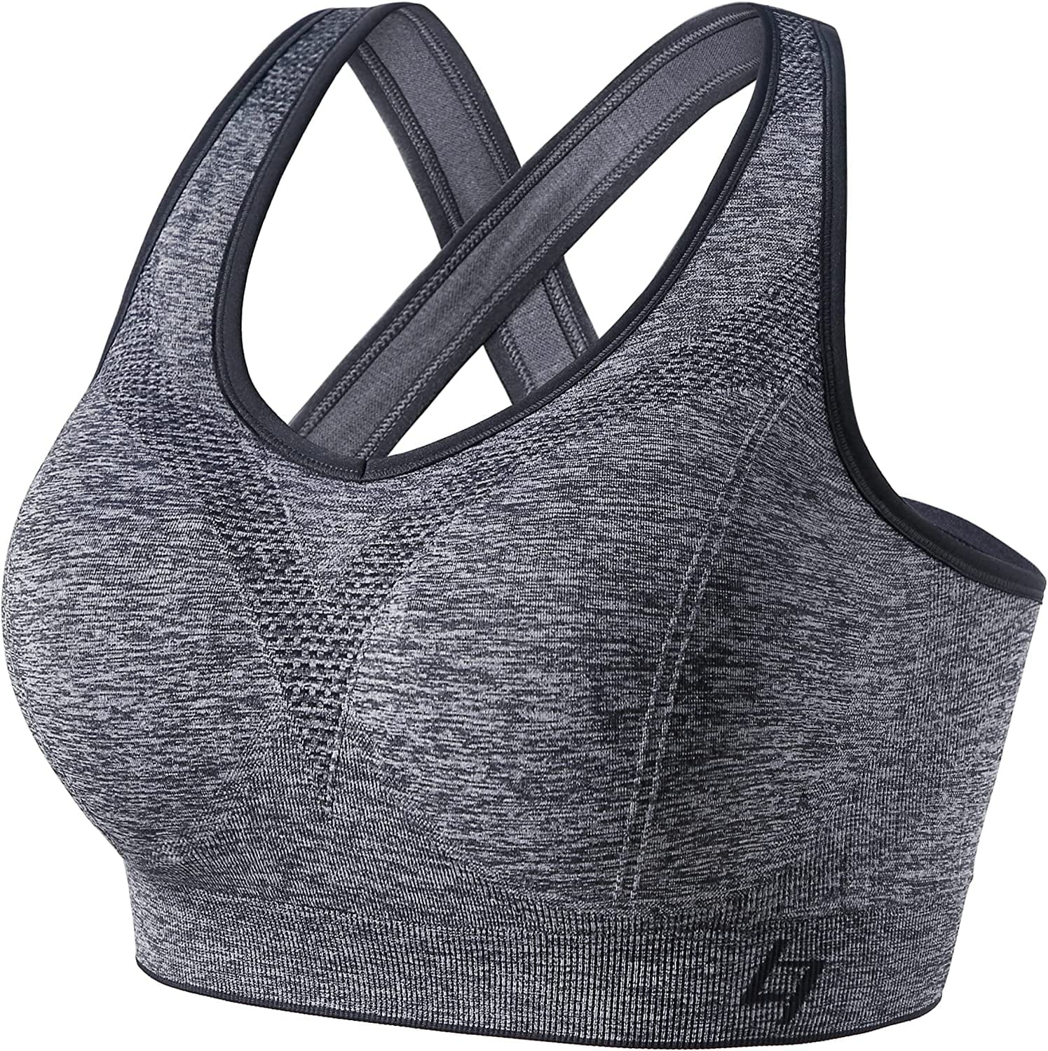Cross Back Sports Bras for Women - Seamless Sports Bra with Removable Padded for Yoga Gym Workout D-grey / Small
