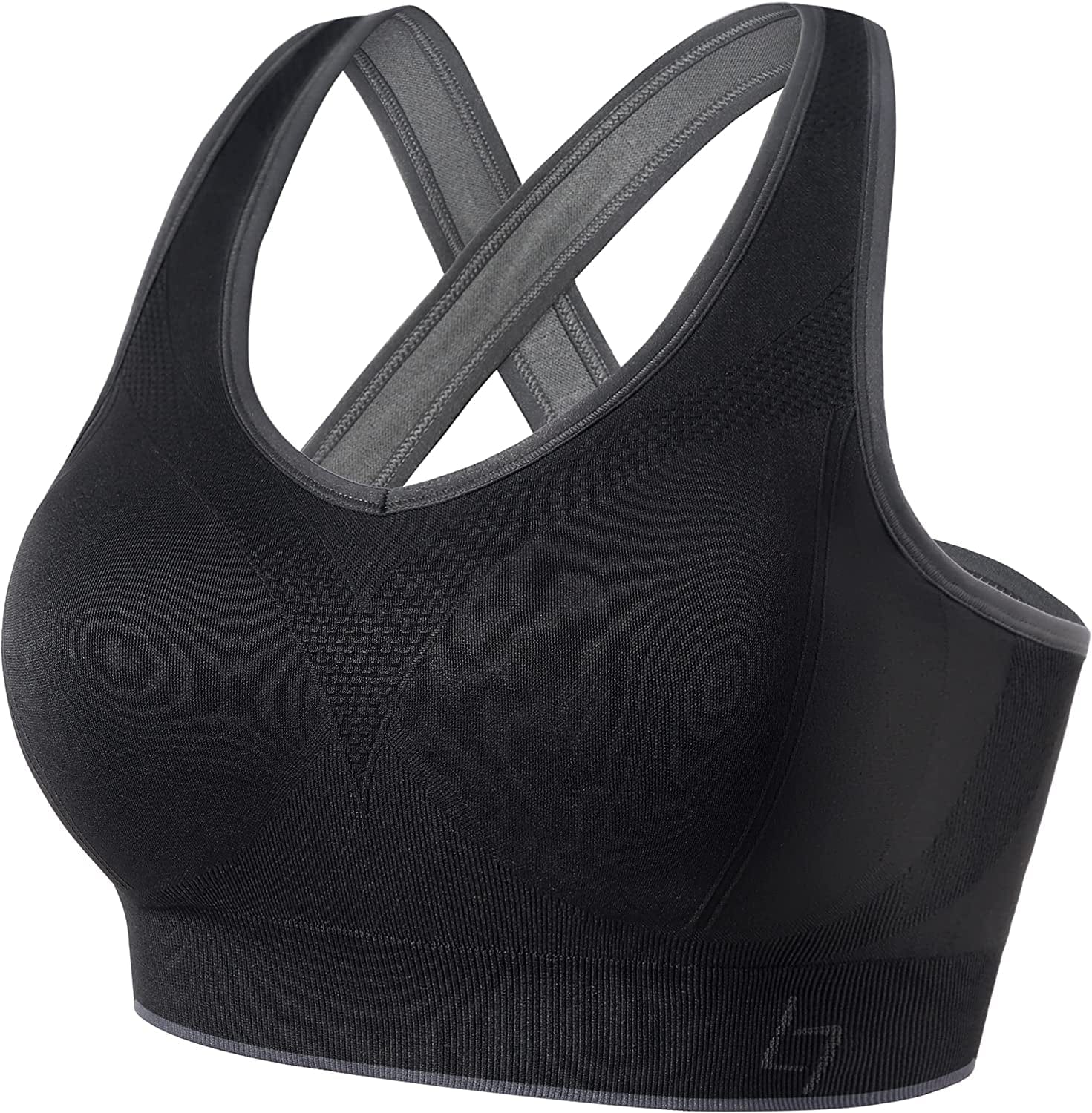 Cross Back Sports Bras for Women - Seamless Sports Bra with Removable Padded for Yoga Gym Workout C-black / XX-Large