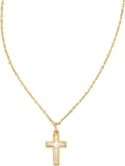 Cross Pendant Necklace for Women, Fashion Jewelry GOLD - WHITE OPAL