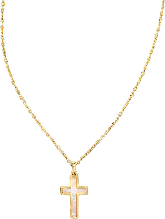 Cross Pendant Necklace for Women, Fashion Jewelry GOLD - WHITE OPAL