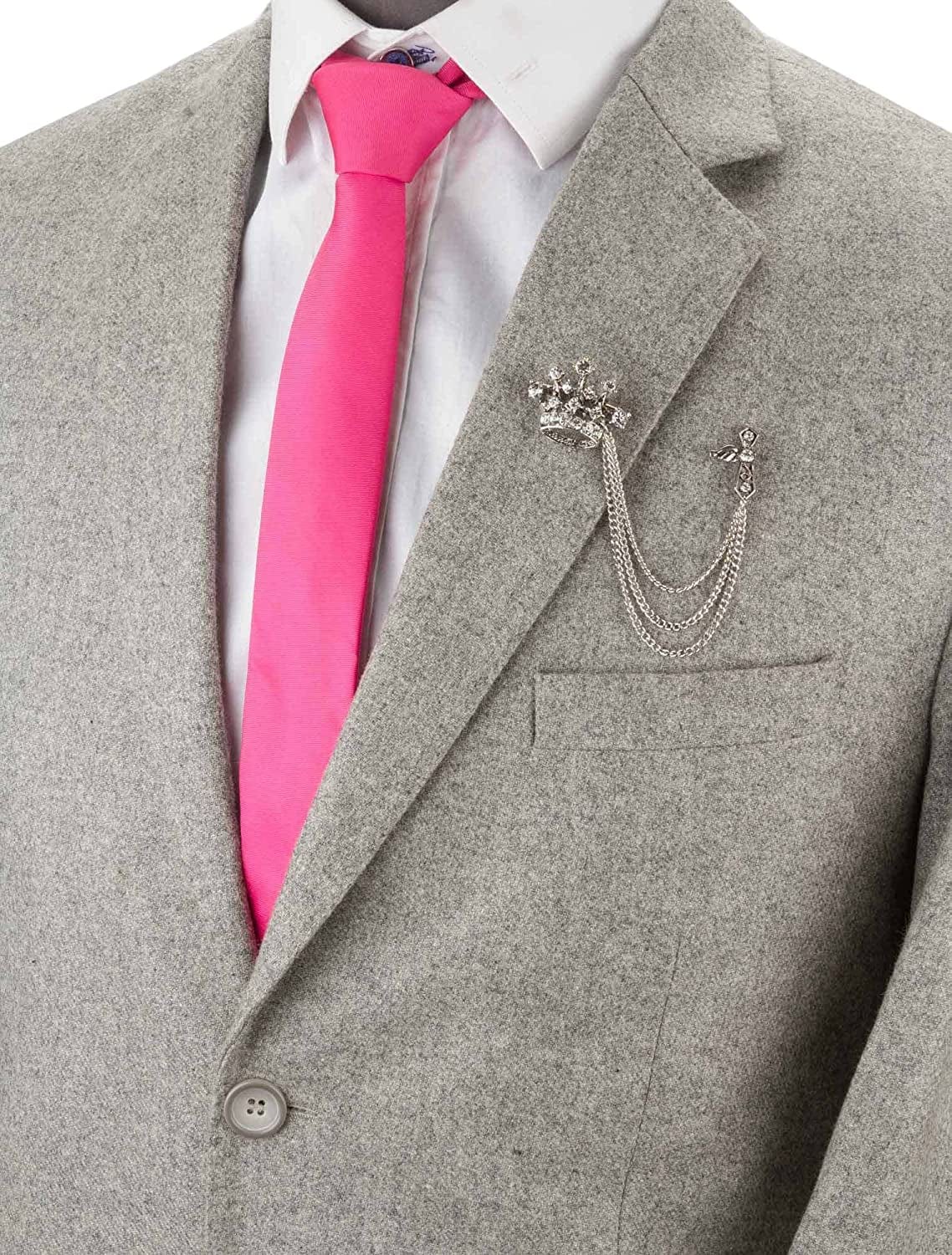 Crown Tassel Chain Brooch Lapel Pin Badge Coat Suit Collar Accessories Brooch for Men