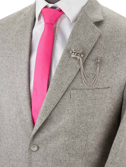 Crown Tassel Chain Brooch Lapel Pin Badge Coat Suit Collar Accessories Brooch for Men
