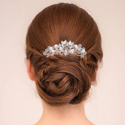 Crystal Bridal Jewelry Set for Prom Wedding Bride Bridesmaids Vintage Rhinestone Necklace Earrings Bracelet Comb for Women