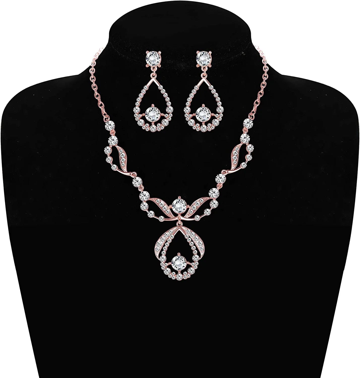 Crystal Bridal Jewelry Set for Prom Wedding Bride Bridesmaids Vintage Rhinestone Necklace Earrings Bracelet Comb for Women