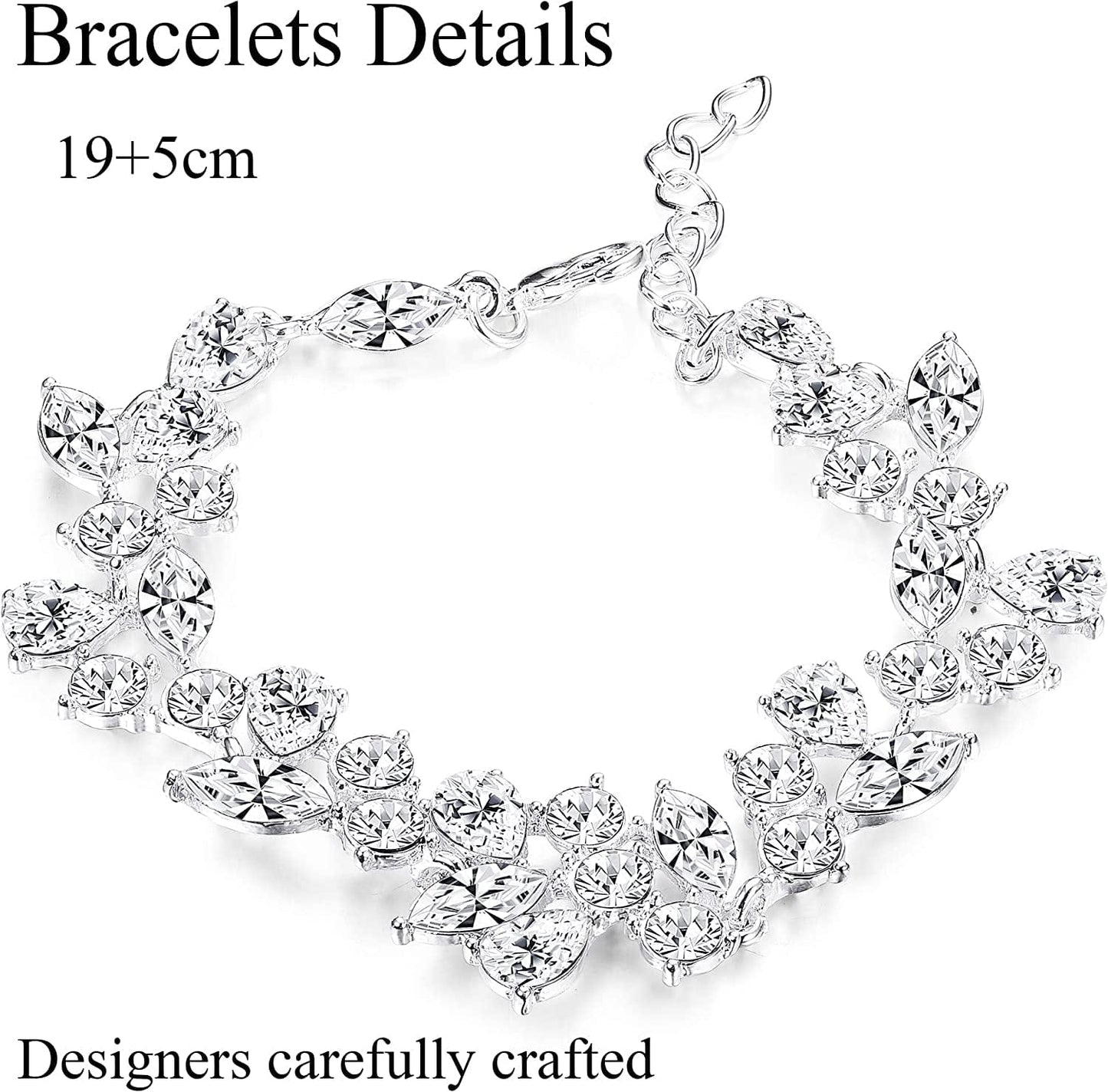 Crystal Bridal Jewelry Set for Women Rhinestone Necklace Earrings Bracelet Wedding Bridesmaid Gifts Fit with Wedding Dress Crystal Bridal Jewelry Set
