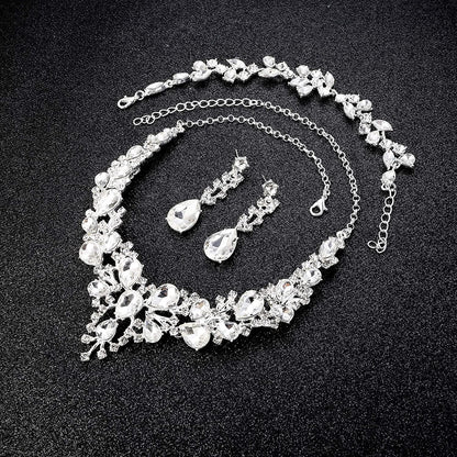 Crystal Bridal Jewelry Set for Women Rhinestone Necklace Earrings Bracelet Wedding Bridesmaid Gifts Fit with Wedding Dress Crystal Bridal Jewelry Set