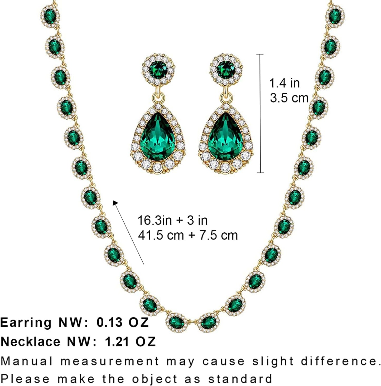 Crystal Bridal Jewelry Set Statement Choker Necklace Teardrop Dangle Earrings Set Rhinestone Wedding Jewelry Set for Women Bride Bridesmaid Gift Party Prom Jewelry Set