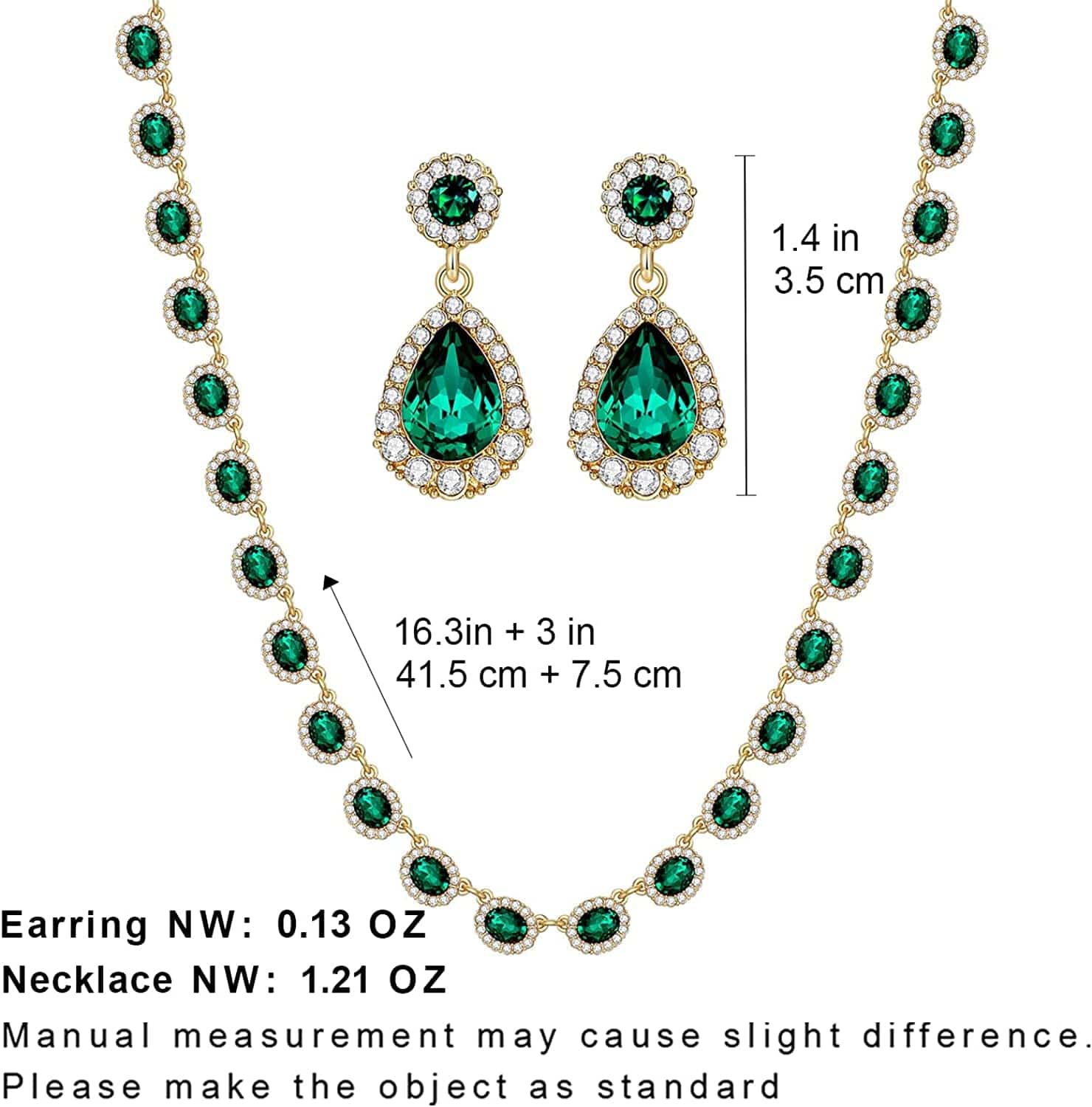 Crystal Bridal Jewelry Set Statement Choker Necklace Teardrop Dangle Earrings Set Rhinestone Wedding Jewelry Set for Women Bride Bridesmaid Gift Party Prom Jewelry Set