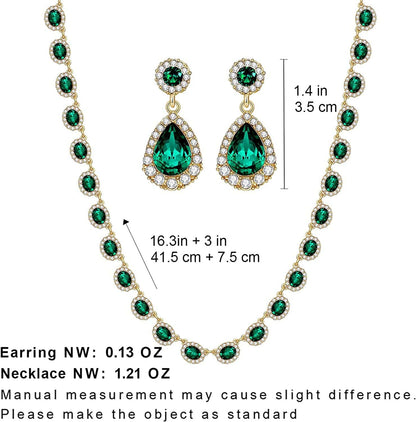 Crystal Bridal Jewelry Set Statement Choker Necklace Teardrop Dangle Earrings Set Rhinestone Wedding Jewelry Set for Women Bride Bridesmaid Gift Party Prom Jewelry Set