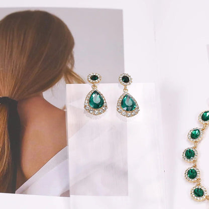 Crystal Jewelry Set for Women, Rhinestone Multicolor Zirconia Choker Necklace and Dangle Earring Sets Bride Bridesmaid Gift Party Prom Jewelry Set