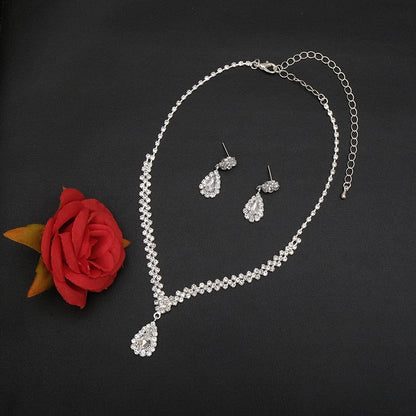 Crystal Necklace Earrings Bracelet Set Bridal Wedding Jewelry Sets Bride Bridesmaid Rhinestone Choker Prom Costume Jewelry Set for Women Girls