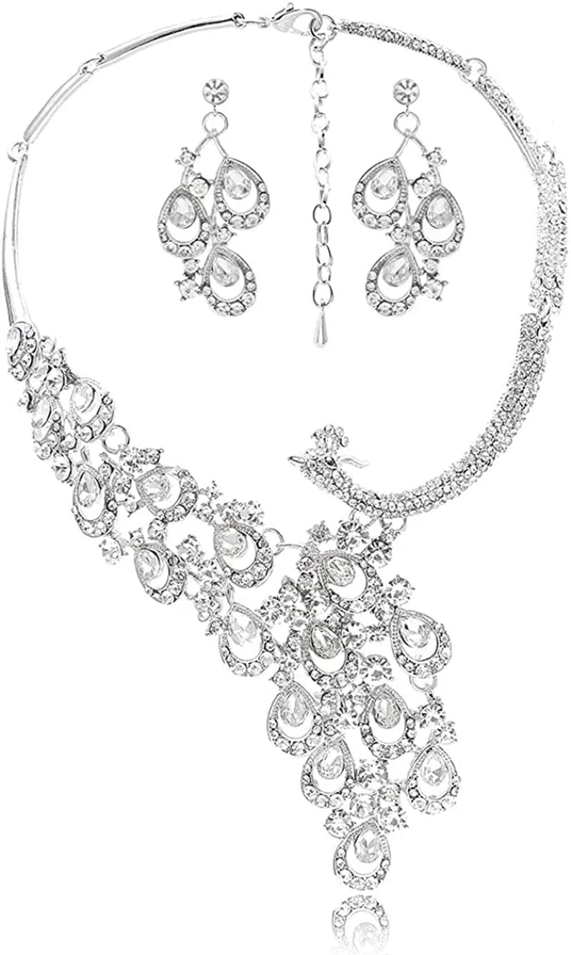 Crystal Necklace Gold Bib Style Necklace Silver