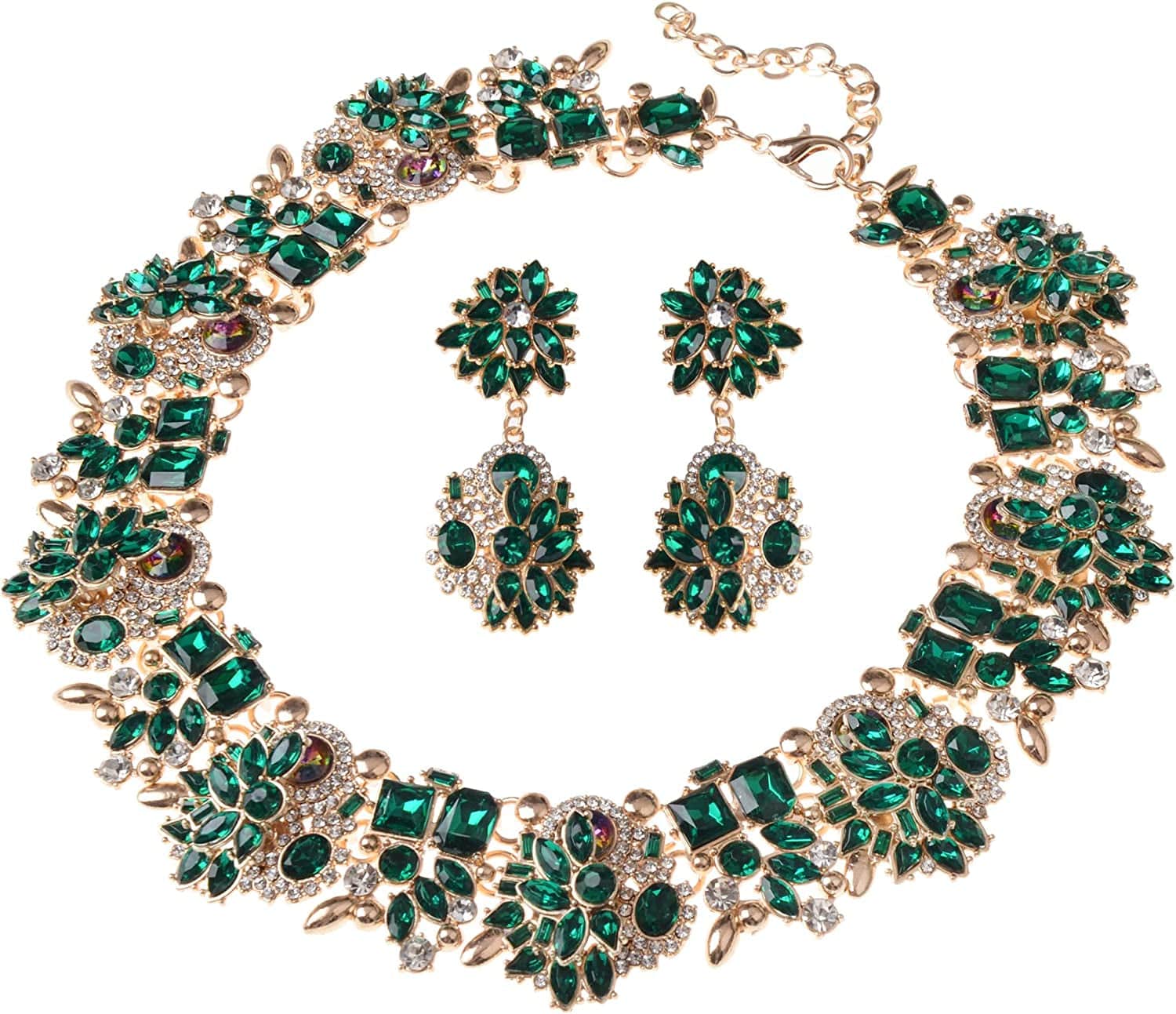Crystal Rhinestone Statement Necklace, Vintage Chunky Chain Choker Collar Bib Statement Necklace Fashion Costume Jewelry Necklaces for Women…