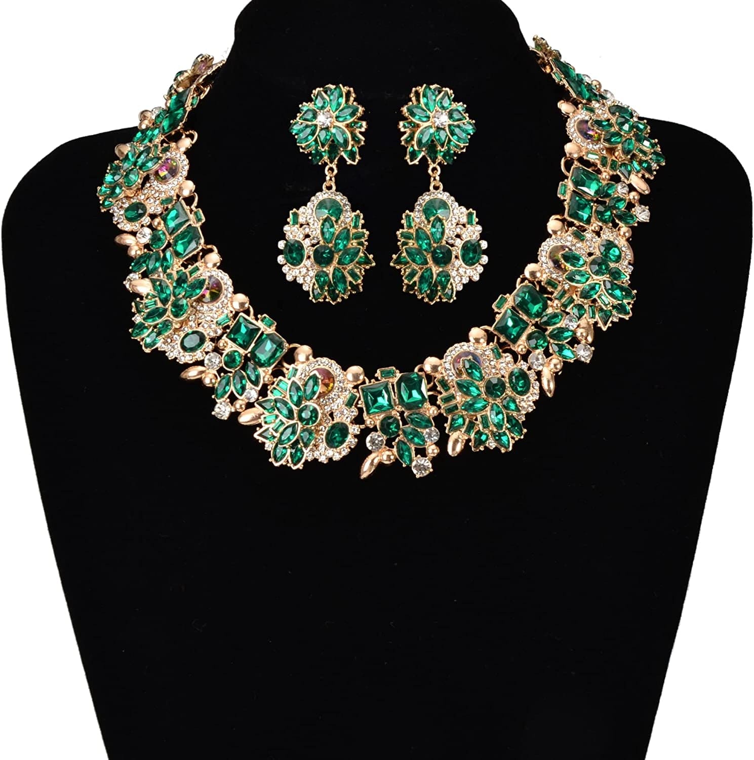 Crystal Rhinestone Statement Necklace, Vintage Chunky Chain Choker Collar Bib Statement Necklace Fashion Costume Jewelry Necklaces for Women…