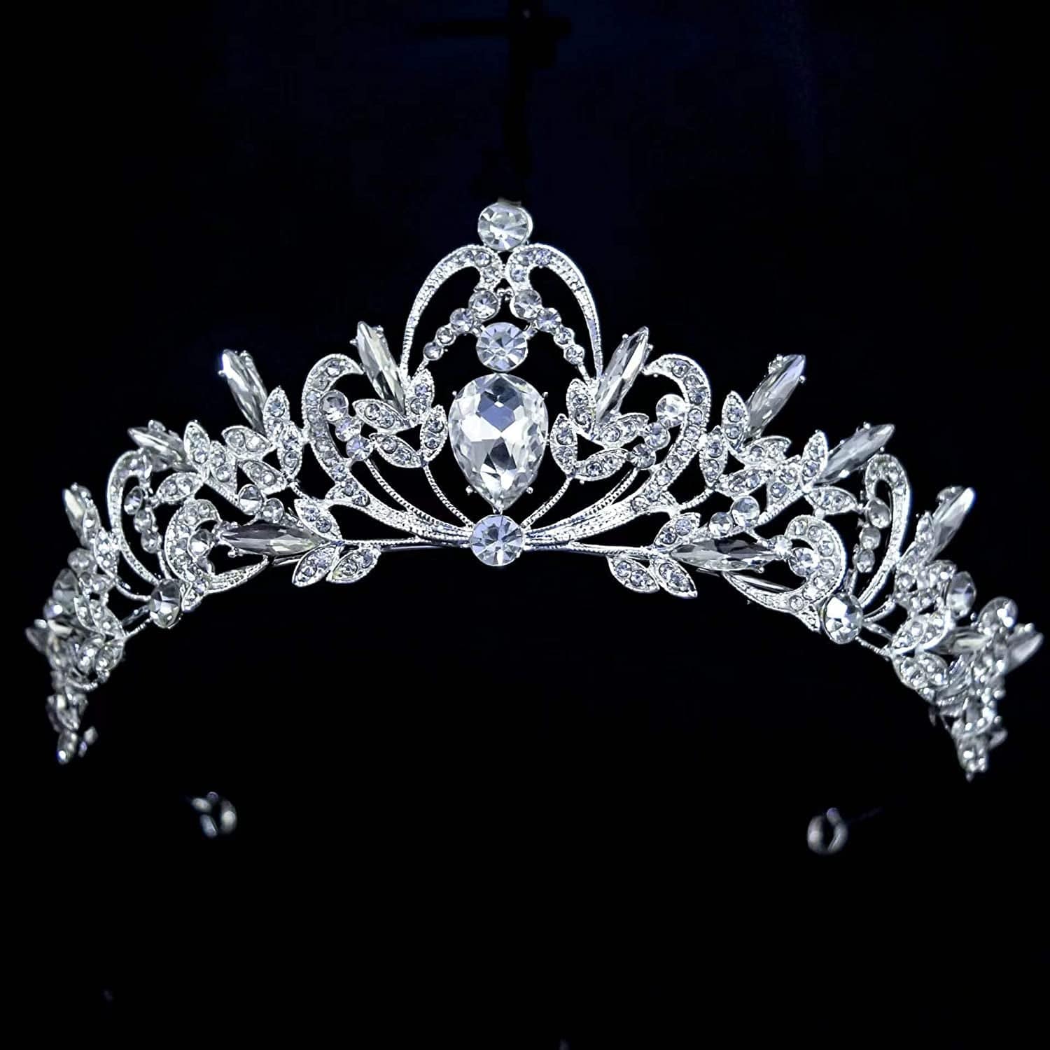 Crystal Tiaras and Crowns for Women Princess Girls,Jeweled Wedding Tiara for Bride,Birthday, Cosplay （GE1001） Sliver02