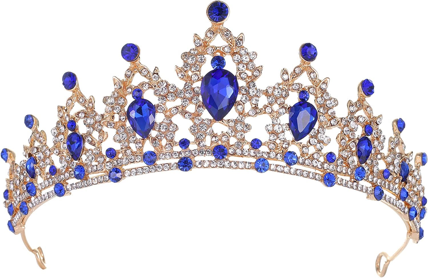Crystal Tiaras and Crowns for Women Princess Girls,Jeweled Wedding Tiara for Bride,Birthday, Cosplay （GE1001） Goldbluesash